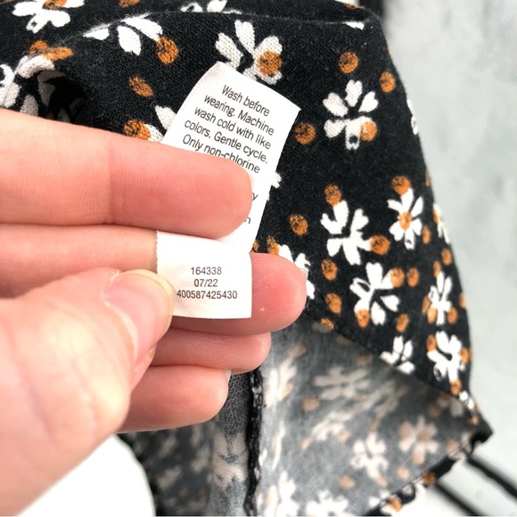 SONOMA Linen Blend Black Floral Dress L Flowers Sleeveless Tiered Sundress Women - Picture 11 of 12